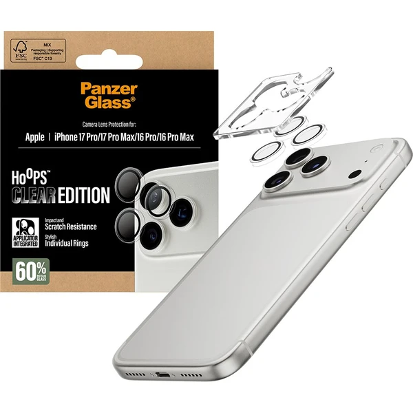 PanzerGlass® Hoops skla Apple iPhone 17 Pro/16 Pro/15 Pro/17 Pro Max/16 Pro Max/15 Pro Max čiré - Ochranné folie a skla - Obrázek NWEH000K01