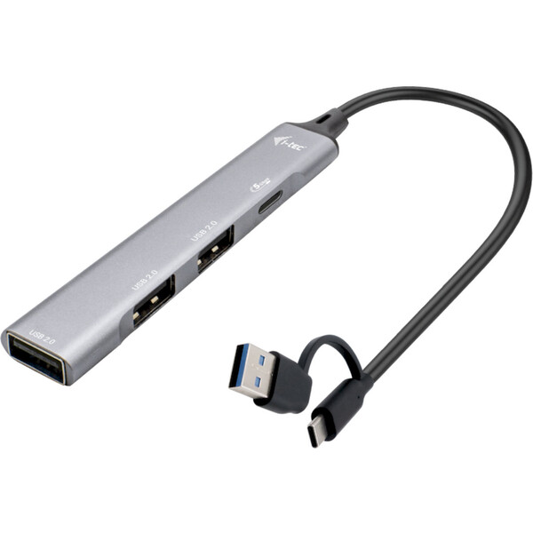 i-tec USB-A/USB-C Hub 4v1 stříbrný Stříbrná