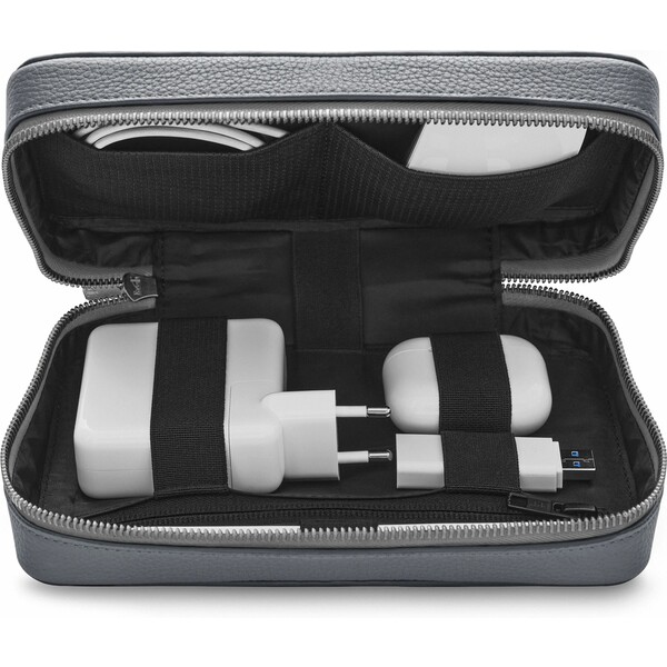 Woolnut kožený Tech Organizér šedý