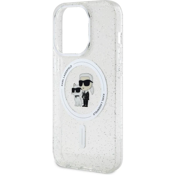 Karl Lagerfeld IML Glitter Karl and Choupette MagSafe Kryt iPhone 15 Pro čirý - Pouzdra - Obrázek O0X4000701