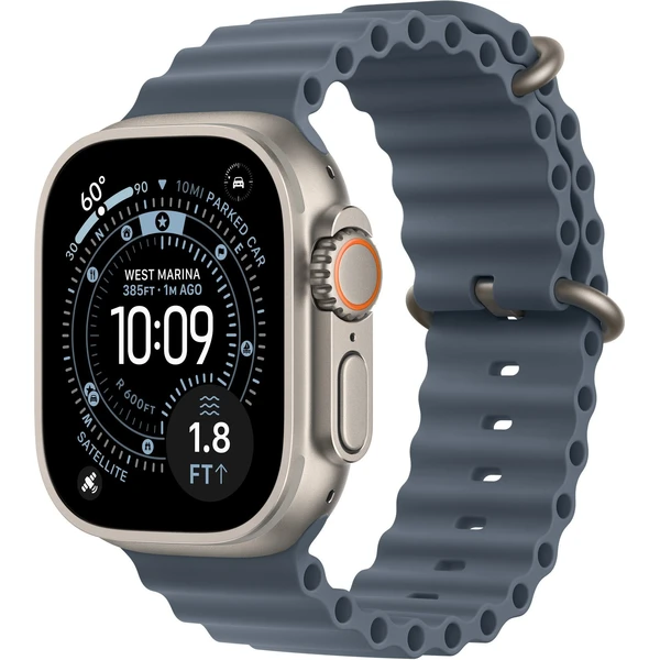Apple Watch 49/46/45/44mm ocelově modré prodloužení Oceánského řemínku přírodní titan - Řemínky - Obrázek O11I000K01
