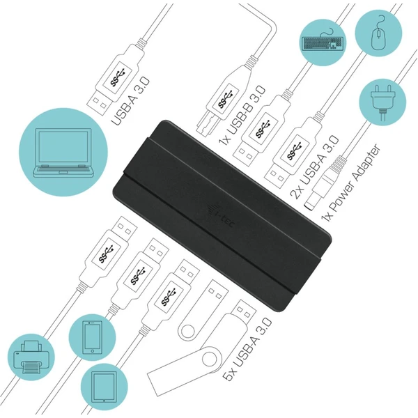 I-TEC U3HUB74 hub pro nabjení až 7 zařízení - USB huby - Obrázek O19B000501