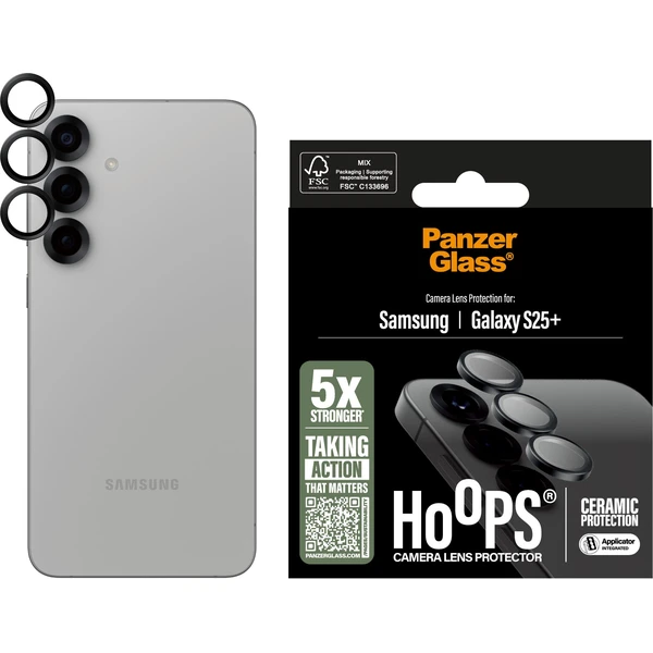 PanzerGlass® Hoops® Ceramic Samsung Galaxy S25+ černé ochranné kroužky pro čočky fotoaparátu - Ochranné folie a skla - Obrázek O1FC000J01