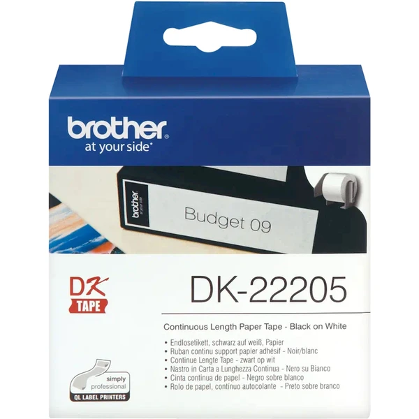 Brother DK-22205 papírová role s černým tiskem na bílém podkladu délka 30,48 m šířka 62 mm  - Pásky pro štítkovače - Obrázek O1I9000P01