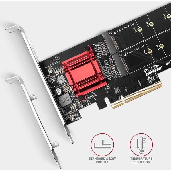 AXAGON PCEM2-ND PCIe x8 řadič 2x M.2 NVMe M-key slot - Řadiče - Obrázek O1J0000P01