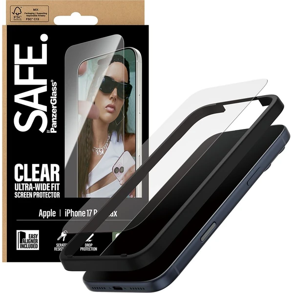 PanzerGlass® SAFE Ultra-Wide Fit sklo Apple iPhone 17 Pro Max s instalačním rámečkem - Ochranné folie a skla - Obrázek O1KH000K01