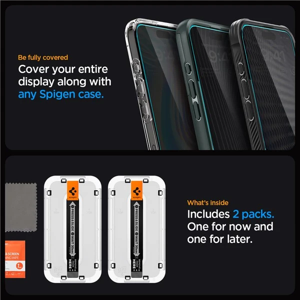 Spigen Glass tR EZ Fit Privacy 2 Pack tvrzené sklo iPhone 15 Pro čiré - Ochranné folie a skla - Obrázek O1Z8000601