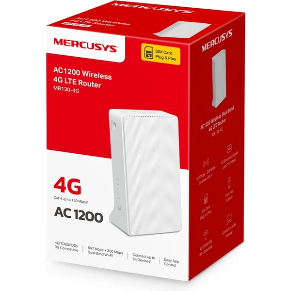 Mercusys MB130-4G Wi-Fi 5 router bílý - Routery - Obrázek O2F5000N01