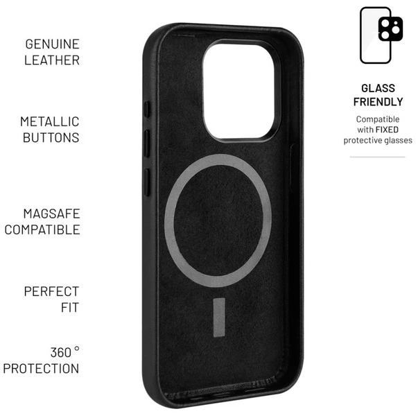 FIXED MagLeather kožený kryt s MagSafe Apple iPhone 15 Pro Max černý - Pouzdra - Obrázek O31S100501