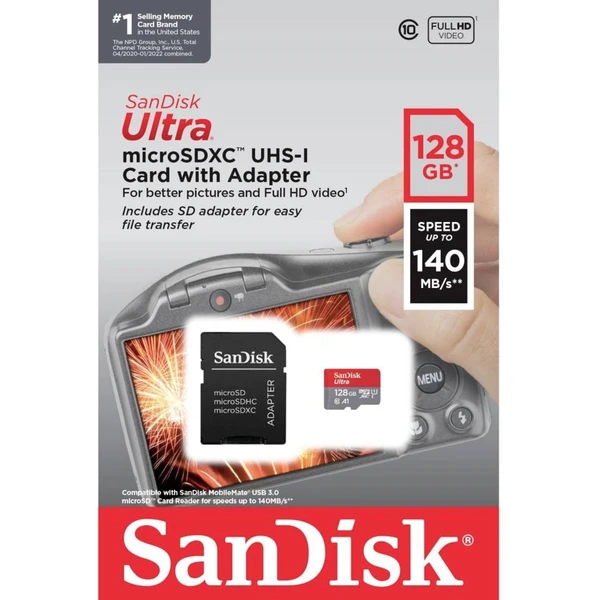 SanDisk MicroSDHC karta 128GB Ultra + adaptér - Paměťové karty - Obrázek O332000P01