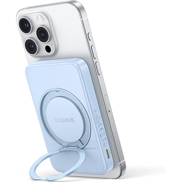 Baseus PicoGo Qi2 s otočným stojanem a bezdrátovým nabíjením powerbanka 5000mAh 20W USB-C modrá - Powerbanky - Obrázek O3AE000N01