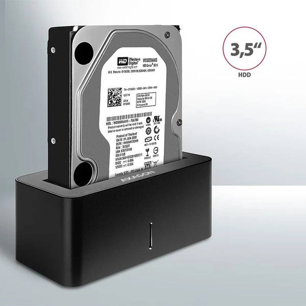 AXAGON ADSASN USB 3.2 Gen1 SATA 6G 2.5'/3.5' HDD/SSD dokovací stanice - Externí boxy - Obrázek O3GV000501
