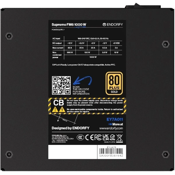 Endorfy Supremo FM6 Gold 1000W - Zdroje - Obrázek O3YC000K01