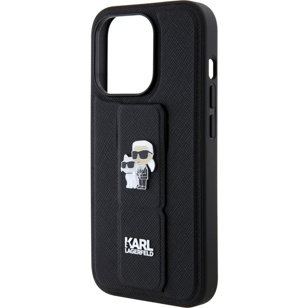 Karl Lagerfeld Saffiano Grip Stand Metal Logo kryt iPhone 15 Pro Max černý - Pouzdra - Obrázek O4I8000601