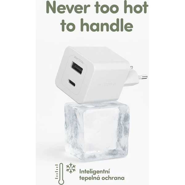 PanzerGlass® empower nabíječka Turbo GaN (35 W) 1x USB-C + 1x USB-A, bílá - Nabíječky - Obrázek O53J000K01