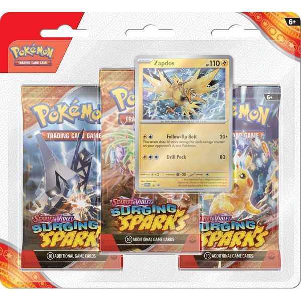 Pokémon TCG: SV08 Surging Sparks - 3 Blister Booster - Pokémon karty - Obrázek O5H7000K01