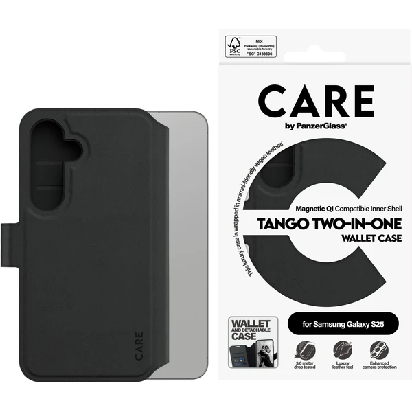 PanzerGlass® CARE pouzdro Samsung Galaxy S25 Tango 2v1 Wallet QI - Pouzdra - Obrázek O6FC000J01