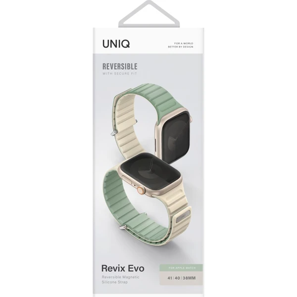 UNIQ Revix Evo oboustranný řemínek Apple Watch 42/41/40/38mm (mentolový/béžový) - Řemínky - Obrázek O6O5000O01