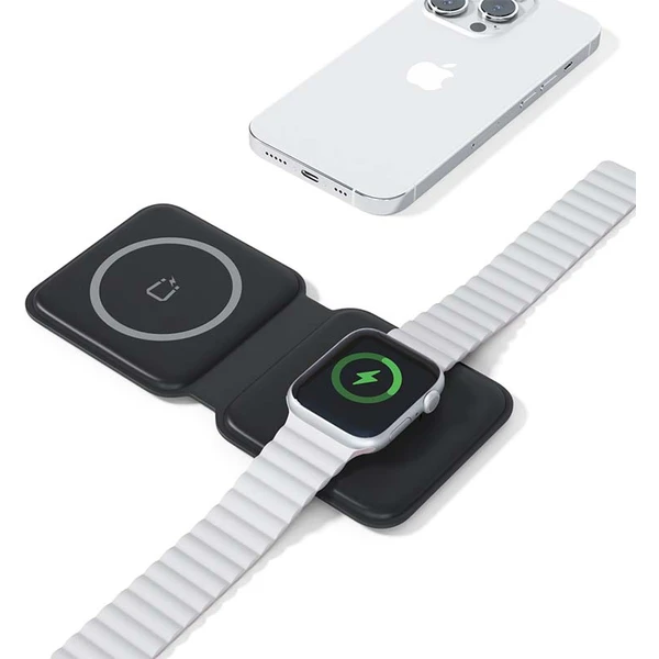 Spello 2v1 MagSafe bezdrátová nabíječka (15W) černá - Nabíječky - Obrázek O723G00101