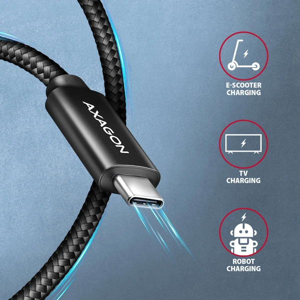 AXAGON BUCM4X-CM10AB USB-C/USB-C napájecí kabel 8K 240W 1m černý - Kabely a redukce - Obrázek O7O0000J01