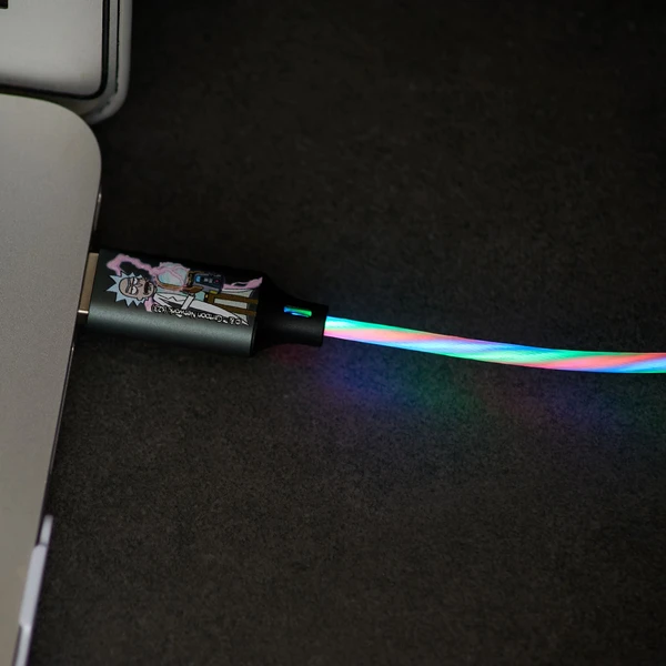 Lazerbuilt Rick & Morty - Shock! USB-A/USB-C svítící napájecí kabel 10W 1,2m bílý - Kabely a redukce - Obrázek OA7H000K01