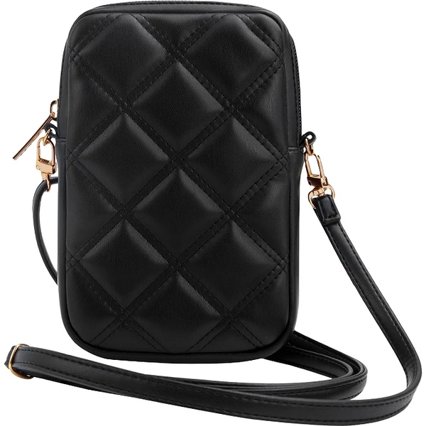 Guess PU Quilted 4G Metal Logo Wallet Phone Bag Zipper černý - Popruhy a crossbody - Obrázek OA82000N01