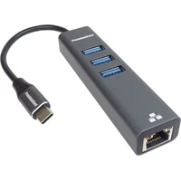 PremiumCord 4v1 USB-C Hub antracitový - USB huby