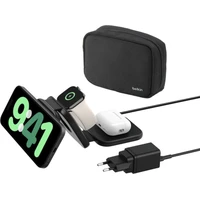 Belkin BOOST CHARGE PRO Qi2/MagSafe 3v1 bezdrátová skládací cestovní nabíječka černá (CZ adaptér) - Nabíječky