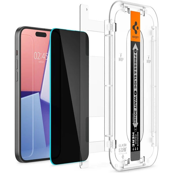 Spigen Glass tR EZ Fit Privacy 2 Pack tvrzené sklo iPhone 16 Plus/15 Plus čiré - Ochranné folie a skla - Obrázek OBX8000601