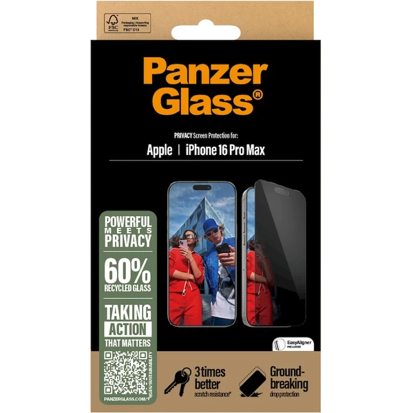 PanzerGlass® Privacy Apple iPhone 16 Pro Max s instalačním rámečkem - Ochranné folie a skla - Obrázek OE08000P01