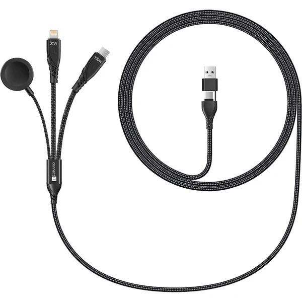 CONNECT IT Wirez 6v1 napájecí kabel 100W 1,25m černý - Kabely a redukce - Obrázek OFTG000K01