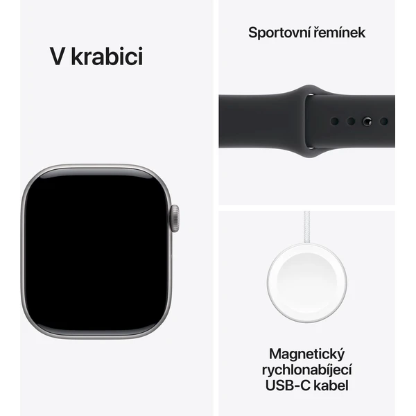 Apple Watch Series 11 Cellular (46mm) Vesmírně šedý hliník s černým sportovním řemínkem S/M - Chytré hodinky - Obrázek OGQH000K01