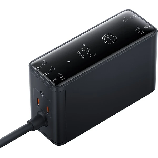 Baseus Digital Charger nabíjecí stanice 240W GaN, 3xUSB-C, USB+ DC, 1m kabel černá - Nabíječky - Obrázek OIGE000L01