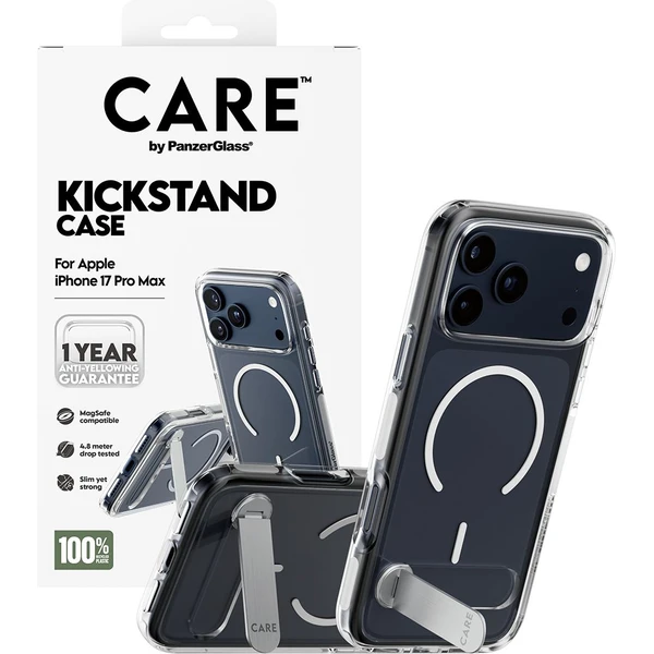 PanzerGlass® CARE Kickstand kryt s MagSafe Apple iPhone 17 Pro Max stříbrný/bílý - Pouzdra - Obrázek OJDH000K01