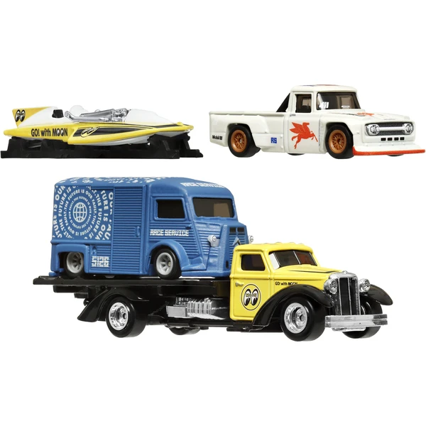 Mattel Hot Wheels Premium Speed Waze, Classic Hydroplane, Citroen H Van, Toyota Stout Drift Truck - Hračky - Obrázek OKPF000K01