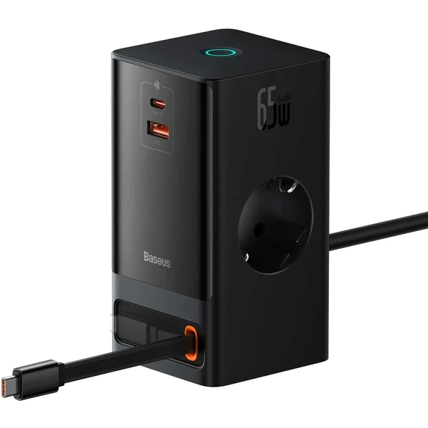 Baseus Nabíjecí stanice PowerCombo Digital 65W EU černá - Nabíječky - Obrázek OMS5000N01