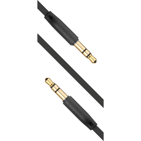 Plochý audio AUX kabel FIXED s konektory 2 x 3,5 mm jack FIXM-AUX-BK Černá