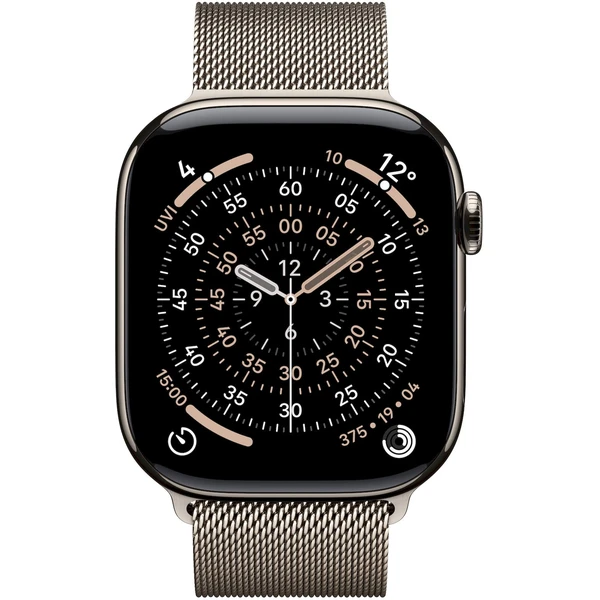 Apple Watch Series 11 Cellular (46mm) Přírodní titan s přírodním milánským tahem S/M - Chytré hodinky - Obrázek OWRH000K01