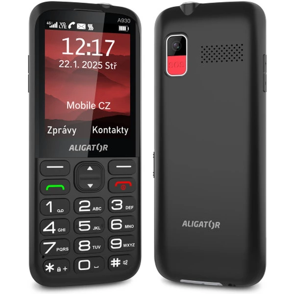 Aligator A930 GPS 4G Senior mobilní telefon s aplikací Záchranka (s nabíjecím stojánkem) černý - Mobilní telefony - Obrázek P02C000P01