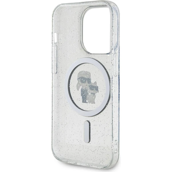 Karl Lagerfeld IML Glitter Karl and Choupette MagSafe Kryt iPhone 15 Pro čirý - Pouzdra - Obrázek P0X4000701
