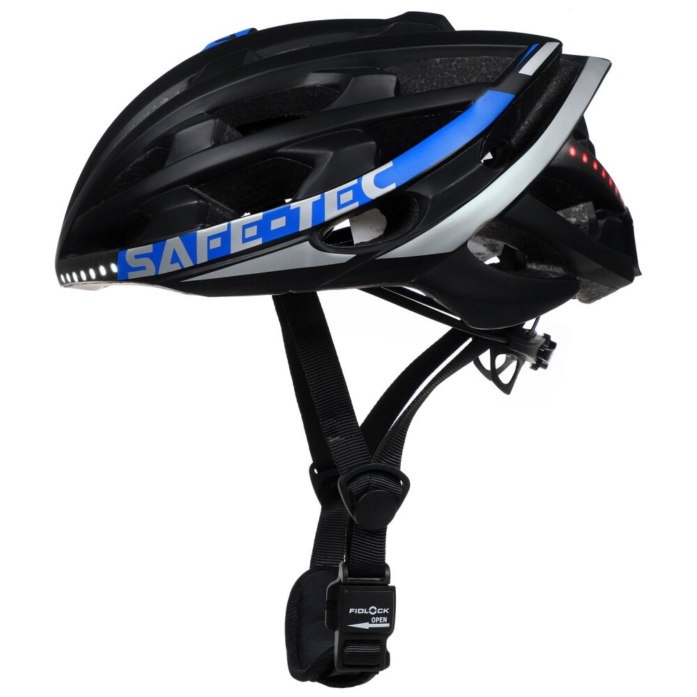 Safe-Tec TYR 2 chytrá helma na kolo S (53cm - 55cm) černá-modrá