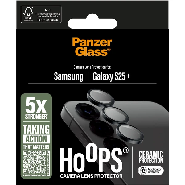 PanzerGlass® Hoops® Ceramic Samsung Galaxy S25+ černé ochranné kroužky pro čočky fotoaparátu - Ochranné folie a skla - Obrázek P1FC000J01