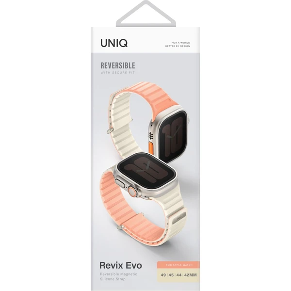 UNIQ Revix Evo oboustranný řemínek Apple Watch 49/46/45/44/42mm (růžový/krémový) - Řemínky - Obrázek P2O5000O01