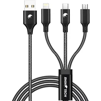 RhinoTech nabíjecí a datový kabel 3v1 USB-A (MicroUSB + Lightning + USB-C) 1,2 m černý - Kabely
