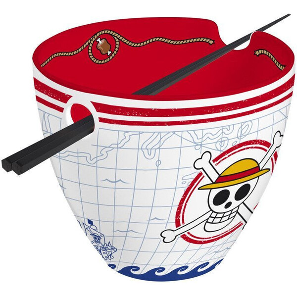 Miska s hůlkami One Piece - Monkey D. Luffy Bílá/Červená
