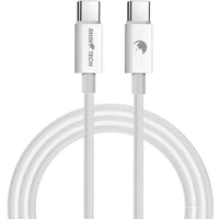 RhinoTech kabel s nylonovým opletem USB-C na USB-C 60W, 1 m bílý - Kabely