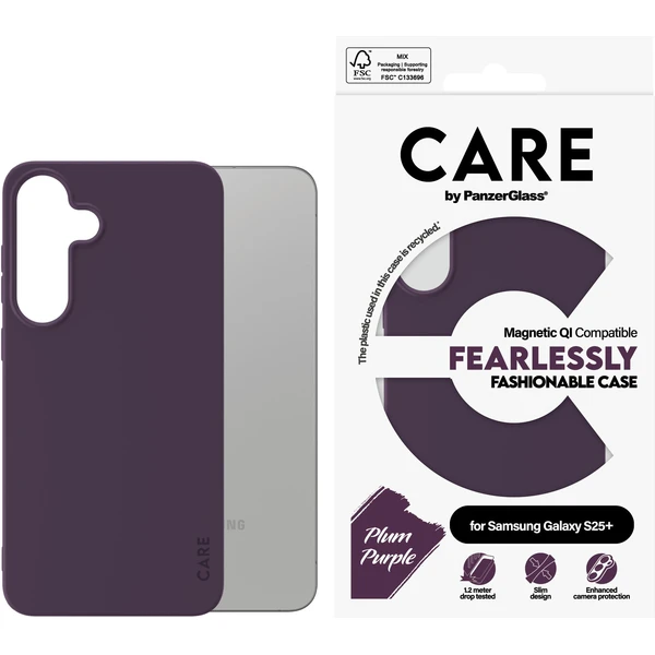 PanzerGlass® CARE kryt Samsung Galaxy S25+ Fearlessly fialový (Plum Purple) QI - Pouzdra - Obrázek P4FC000J01