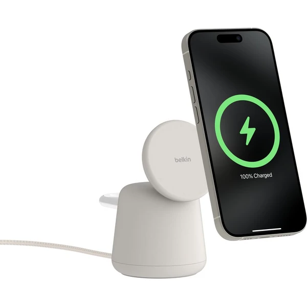 Belkin BOOST CHARGE™ PRO Qi2 15W 2v1 Nabíjecí MagSafe stojánek pro iPhone/Apple Watch/AirPods písečn - Nabíječky - Obrázek P4ZM000K01