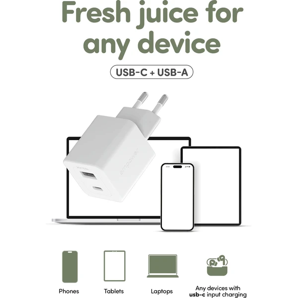 PanzerGlass® empower nabíječka Turbo GaN (35 W) 1x USB-C + 1x USB-A, bílá - Nabíječky - Obrázek P53J000K01