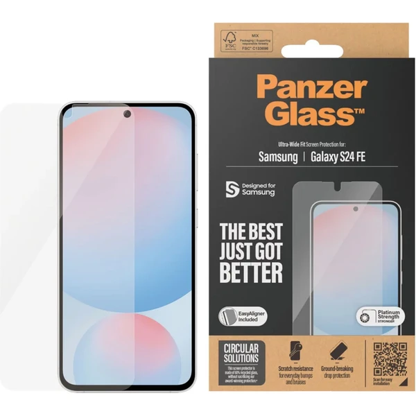 PanzerGlass® Ultra-Wide Fit sklo Samsung Galaxy S24 FE 5G s instalačním rámečkem - Ochranné folie a skla - Obrázek P5CD000O01